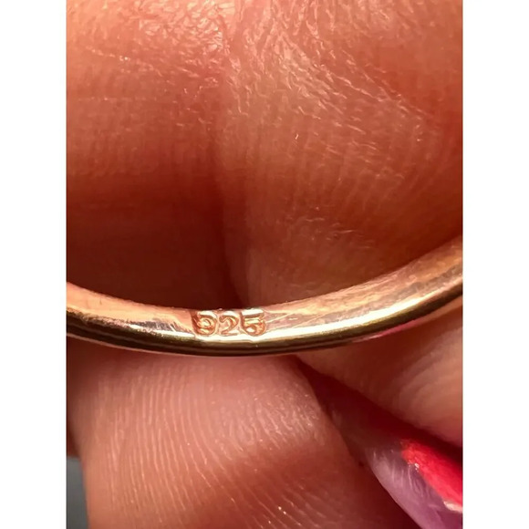 Marquis Ruby and white zircon halo ring in rose gold over sterling silver size 9 - Picture 10 of 11